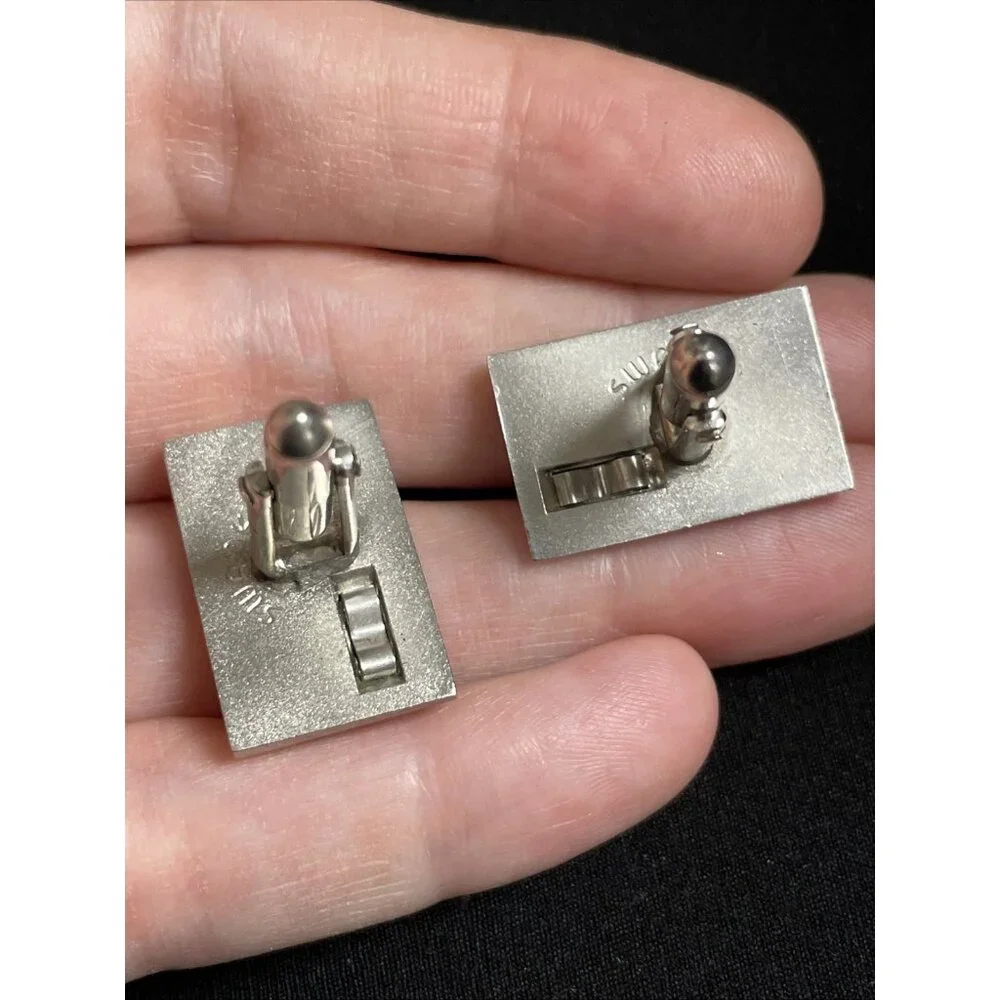Vintage Signed SWANK Mens Silver-tone Cufflinks A Date To Remember August 11